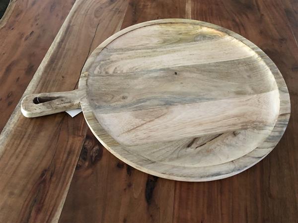 Grote foto dienblad pizza xl met handvat rustiek dienblad gemaakt van massief hout. huis en inrichting woningdecoratie