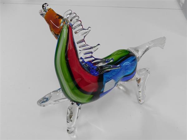 Grote foto glasgeblazen murano style paard vol in kleur prachtig ontwerp. laatste tuin en terras tuindecoratie