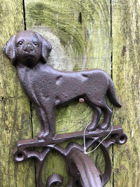 Grote foto deurbel met hondje gietijzer bruin fraai. doe het zelf en verbouw deuren en horren