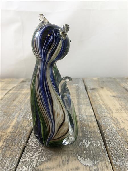 Grote foto murano glazen beeld van een zittende mini kat laatste tuin en terras tuindecoratie