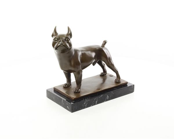 Grote foto een bronzen beeld sculptuur van een franse bulldog tuin en terras tuindecoratie