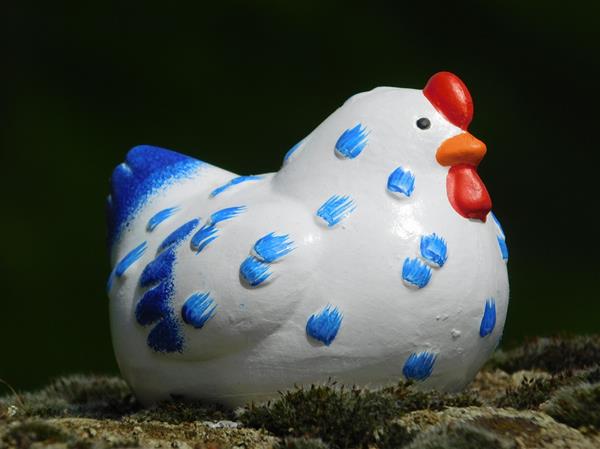 Grote foto haan en kip handbeschilderd keramiek tuin en terras tuindecoratie