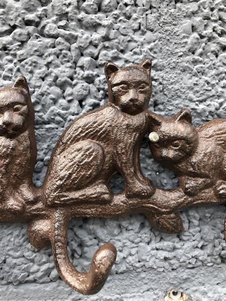 Grote foto kapstok met katten bruin gietijzer tuin en terras overige tuin en terras