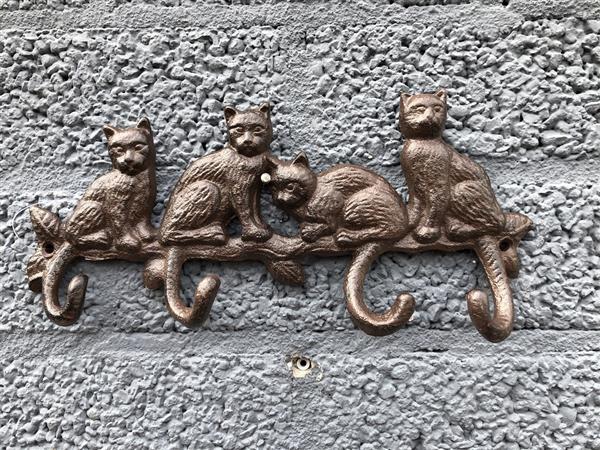 Grote foto kapstok met katten bruin gietijzer tuin en terras overige tuin en terras