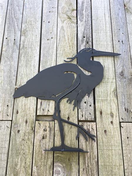 Grote foto prachtig silhouette van een reiger mat zwart metaal tuin en terras tuindecoratie
