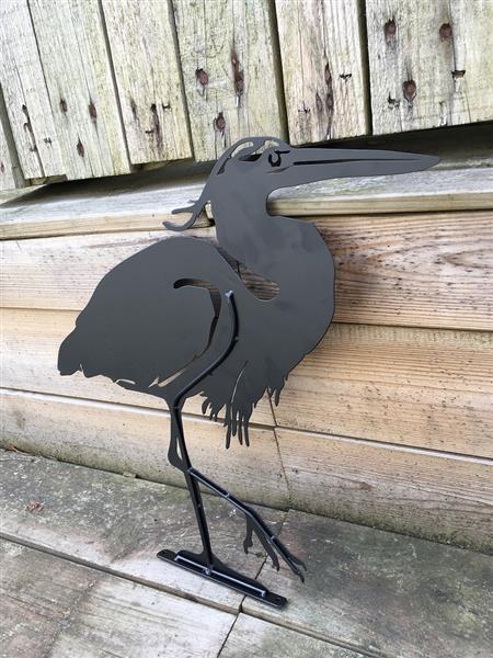 Grote foto prachtig silhouette van een reiger mat zwart metaal tuin en terras tuindecoratie