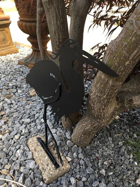 Grote foto prachtig silhouette van een reiger mat zwart metaal tuin en terras tuindecoratie