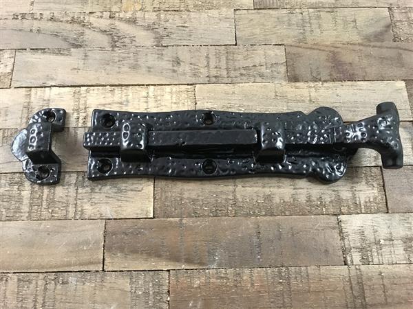 Grote foto smeedijzeren schuifslot in het zwart heel mooi vervaardigd slot doe het zelf en verbouw materialen en producten