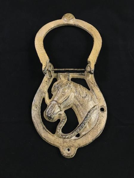 Grote foto mooie deurklopper als hoefijzer met afbeelding van een paard doe het zelf en verbouw materialen en producten