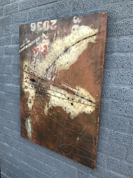 Grote foto metalen schilderij bijzonder en uniek kunstwerk industriele look huis en inrichting woningdecoratie