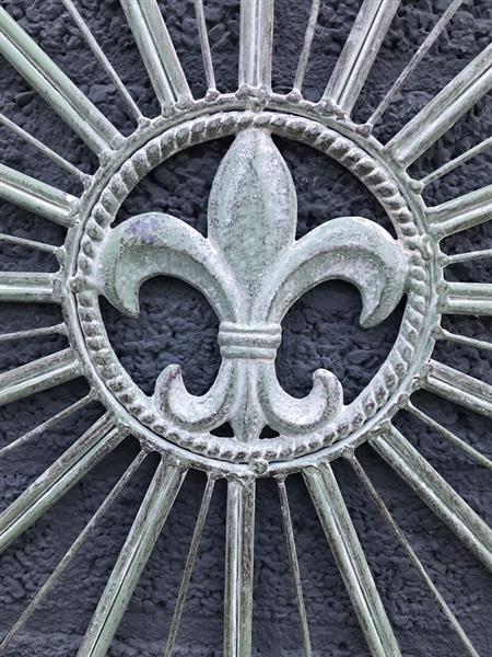 Grote foto mooi wandornament met de franse lelie in het midden tuin en terras tuindecoratie