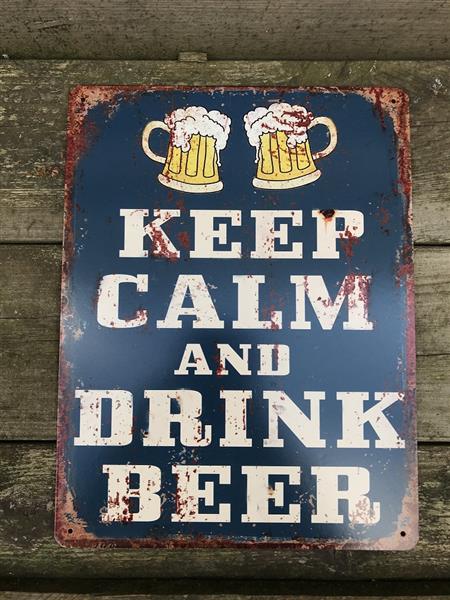 Grote foto bordje met de tekst keep calm and drink beer mooie sign huis en inrichting woningdecoratie