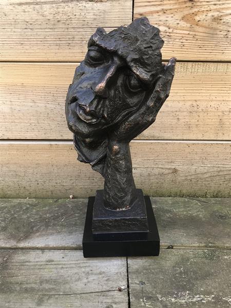 Grote foto beeld de denker polystone brons look fraai ontwerp tuin en terras tuindecoratie