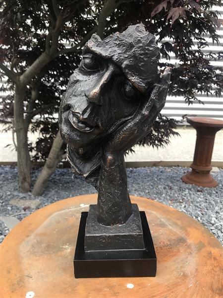 Grote foto beeld de denker polystone brons look fraai ontwerp tuin en terras tuindecoratie