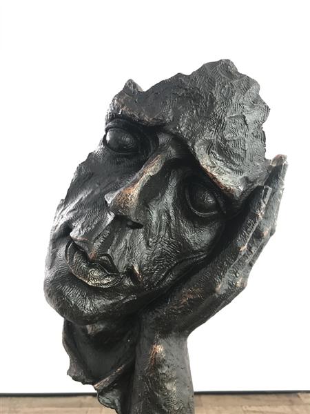 Grote foto beeld de denker polystone brons look fraai ontwerp tuin en terras tuindecoratie