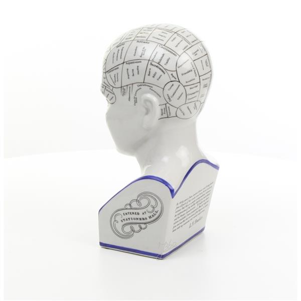 Grote foto een porseleinen phrenology hoofd in blauwe kleuring tuin en terras tuindecoratie