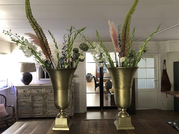 Grote foto 1 prachtige raw aluminium gold bokaal vaas groot. tuin en terras overige tuin en terras