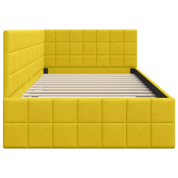 Grote foto vidaxl hoekbedframe met hoofdeinde geel 100 x 200 cm fluweel antiek en kunst stoelen en banken
