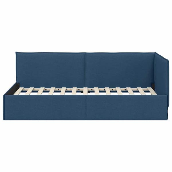 Grote foto vidaxl hoekbedframe met hoofdeinde blauw 100 x 200 cm stof antiek en kunst stoelen en banken