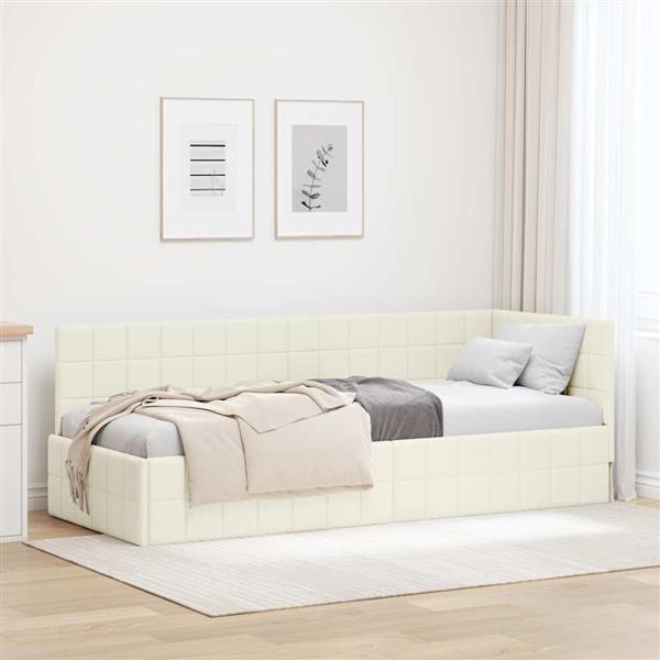 Grote foto vidaxl hoekbedframe met hoofdeinde cr me 80 x 200 cm fluweel antiek en kunst stoelen en banken