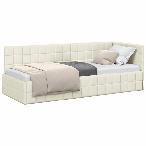 Grote foto vidaxl hoekbedframe met hoofdeinde cr me 80 x 200 cm fluweel antiek en kunst stoelen en banken