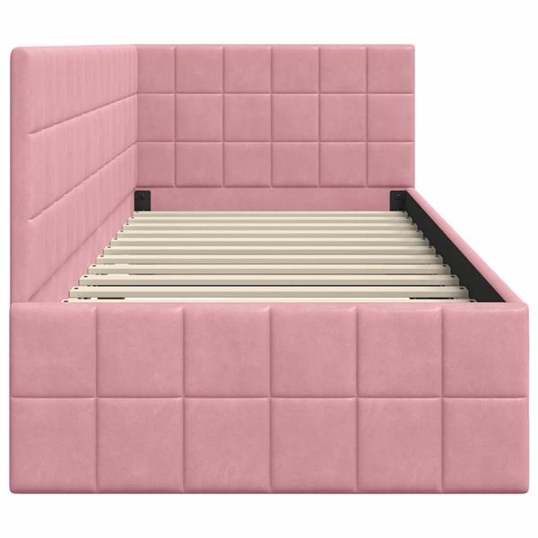 Grote foto vidaxl hoekbedframe met hoofdeinde roze 80 x 200 cm fluweel antiek en kunst stoelen en banken