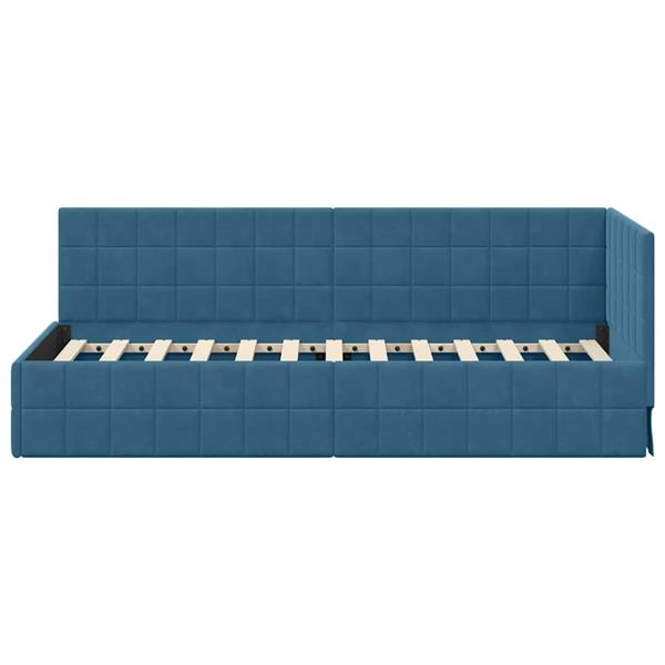 Grote foto vidaxl hoekbedframe met hoofdeinde blauw 80 x 200 cm fluweel antiek en kunst stoelen en banken