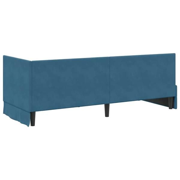 Grote foto vidaxl hoekbedframe met hoofdeinde blauw 80 x 200 cm fluweel antiek en kunst stoelen en banken