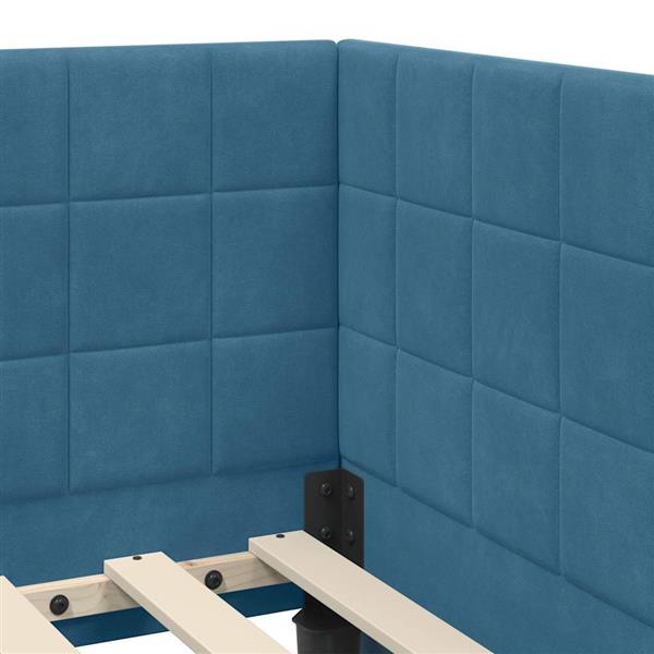 Grote foto vidaxl hoekbedframe met hoofdeinde blauw 80 x 200 cm fluweel antiek en kunst stoelen en banken