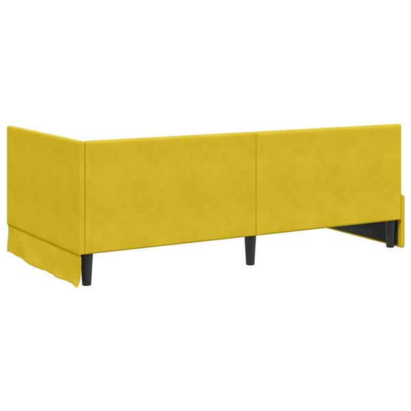 Grote foto vidaxl hoekbedframe met hoofdeinde geel 100 x 200 cm fluweel antiek en kunst stoelen en banken
