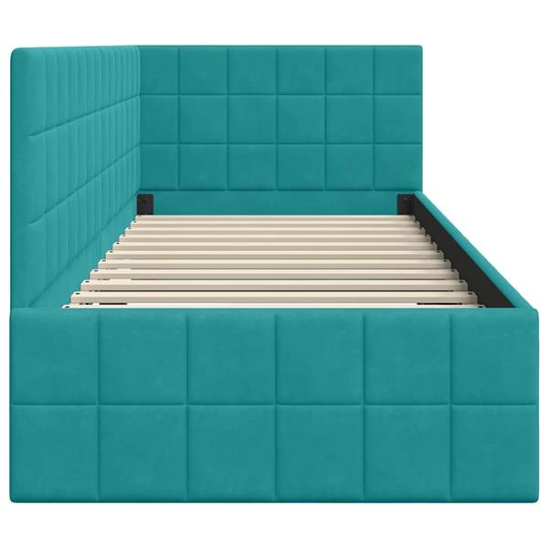 Grote foto vidaxl hoekbedframe met hoofdeinde turquoise 80 x 200 cm fluweel antiek en kunst stoelen en banken