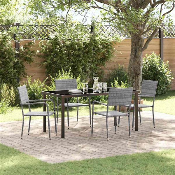 Grote foto vidaxl tuin eetset 5 pcs grijs poly riet tuin en terras tuinmeubelen