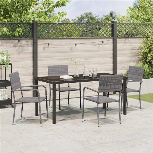 Grote foto vidaxl tuin eetset 5 pcs grijs poly riet tuin en terras tuinmeubelen