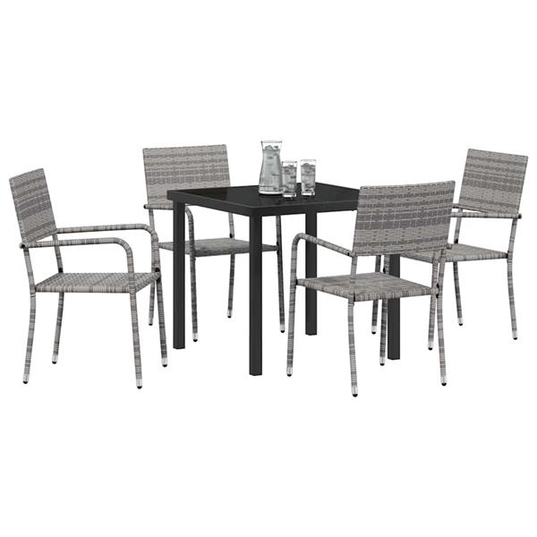 Grote foto vidaxl tuin eetset 5 pcs grijs poly riet tuin en terras tuinmeubelen