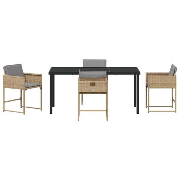 Grote foto vidaxl tuin eetset met kussen 5 pcs beige poly riet tuin en terras tuinmeubelen