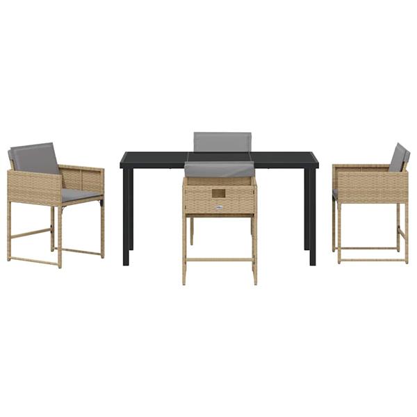 Grote foto vidaxl tuin eetset met kussen 5 pcs beige poly riet tuin en terras tuinmeubelen