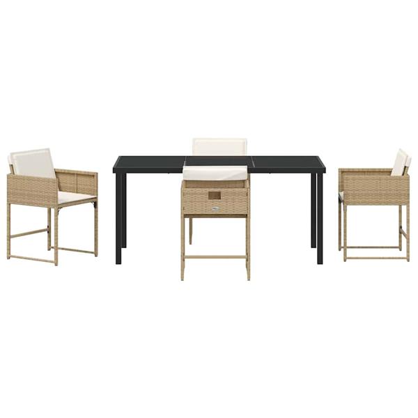 Grote foto vidaxl tuin eetset met kussen 5 pcs beige poly riet tuin en terras tuinmeubelen