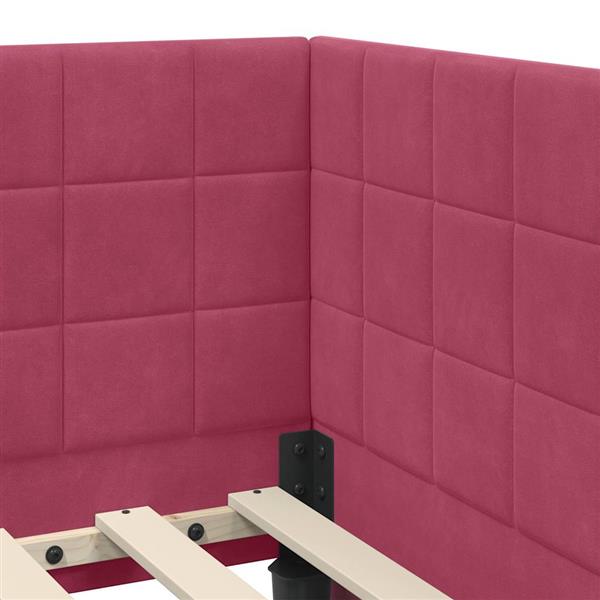 Grote foto vidaxl hoekbedframe met hoofdeinde wijnrood 80 x 200 cm fluweel antiek en kunst stoelen en banken