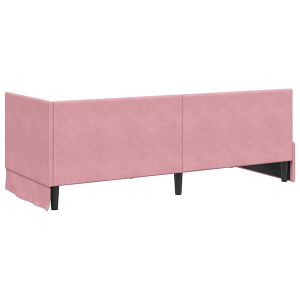 Grote foto vidaxl hoekbedframe met hoofdeinde roze 80 x 200 cm fluweel antiek en kunst stoelen en banken