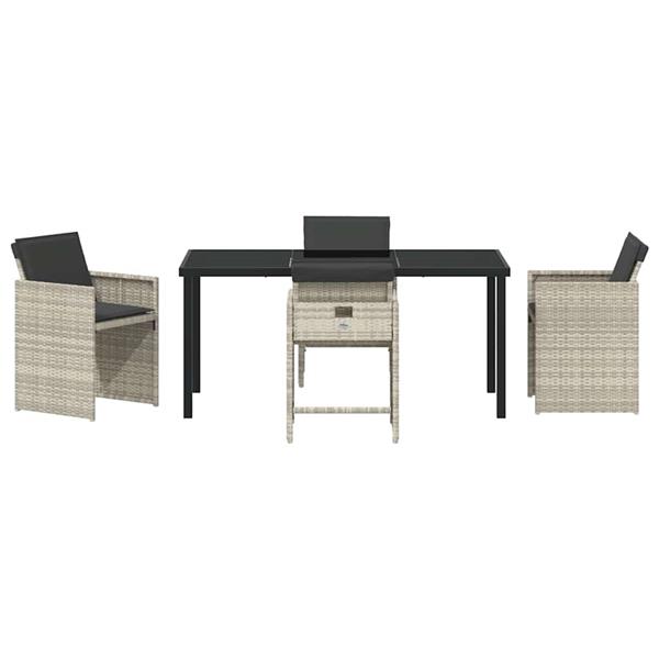 Grote foto vidaxl tuin eetset met kussen 5 pcs lichtgrijs poly riet tuin en terras tuinmeubelen