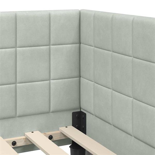 Grote foto vidaxl hoekbedframe met hoofdeinde lichtgrijs 80 x 200 cm fluweel antiek en kunst stoelen en banken