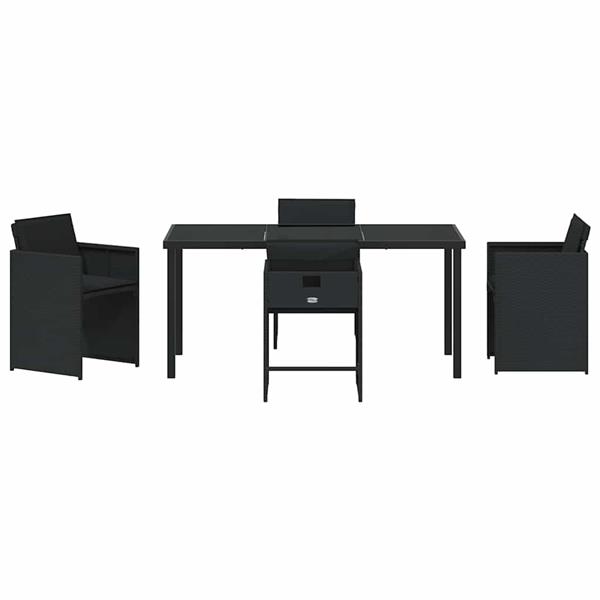 Grote foto vidaxl tuin eetset met kussen 5 pcs zwart poly riet tuin en terras tuinmeubelen