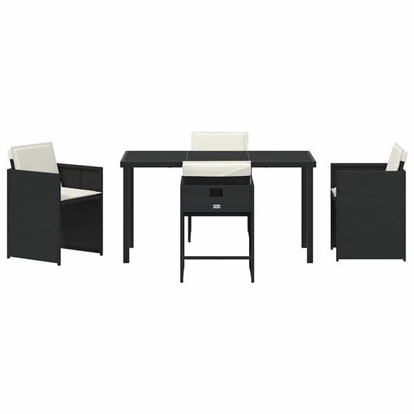 Grote foto vidaxl tuin eetset met kussen 5 pcs zwart poly riet tuin en terras tuinmeubelen