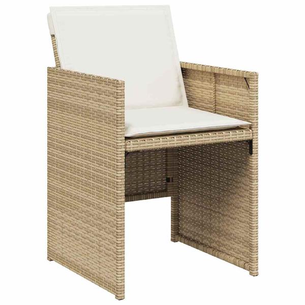 Grote foto vidaxl tuin eetset met kussen 5 pcs beige poly riet tuin en terras tuinmeubelen