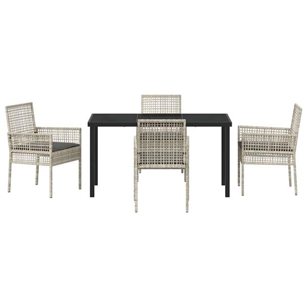 Grote foto vidaxl tuin eetset met kussen 5 pcs lichtgrijs poly riet tuin en terras tuinmeubelen