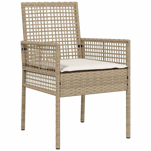 Grote foto vidaxl tuin eetset met kussen 5 pcs beige poly riet tuin en terras tuinmeubelen