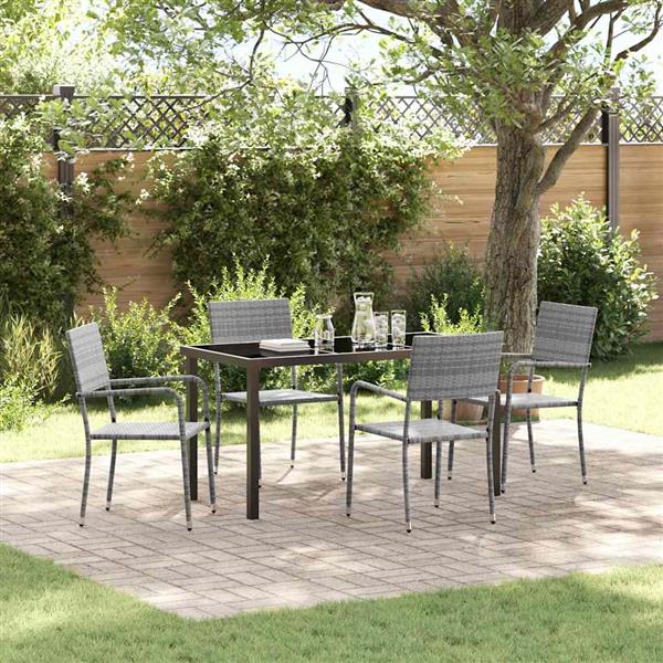 Grote foto vidaxl tuin eetset 5 pcs grijs poly riet tuin en terras tuinmeubelen