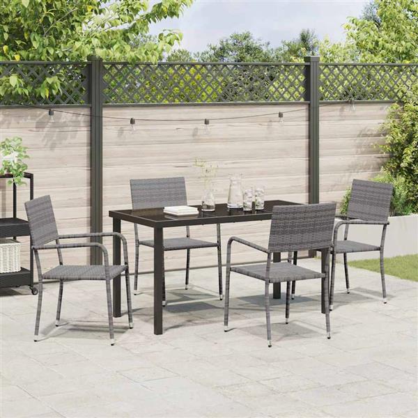 Grote foto vidaxl tuin eetset 5 pcs grijs poly riet tuin en terras tuinmeubelen