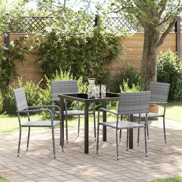 Grote foto vidaxl tuin eetset 5 pcs grijs poly riet tuin en terras tuinmeubelen