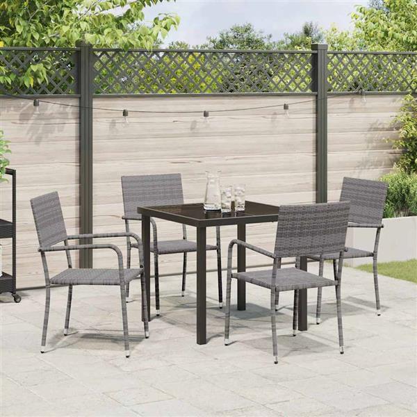 Grote foto vidaxl tuin eetset 5 pcs grijs poly riet tuin en terras tuinmeubelen